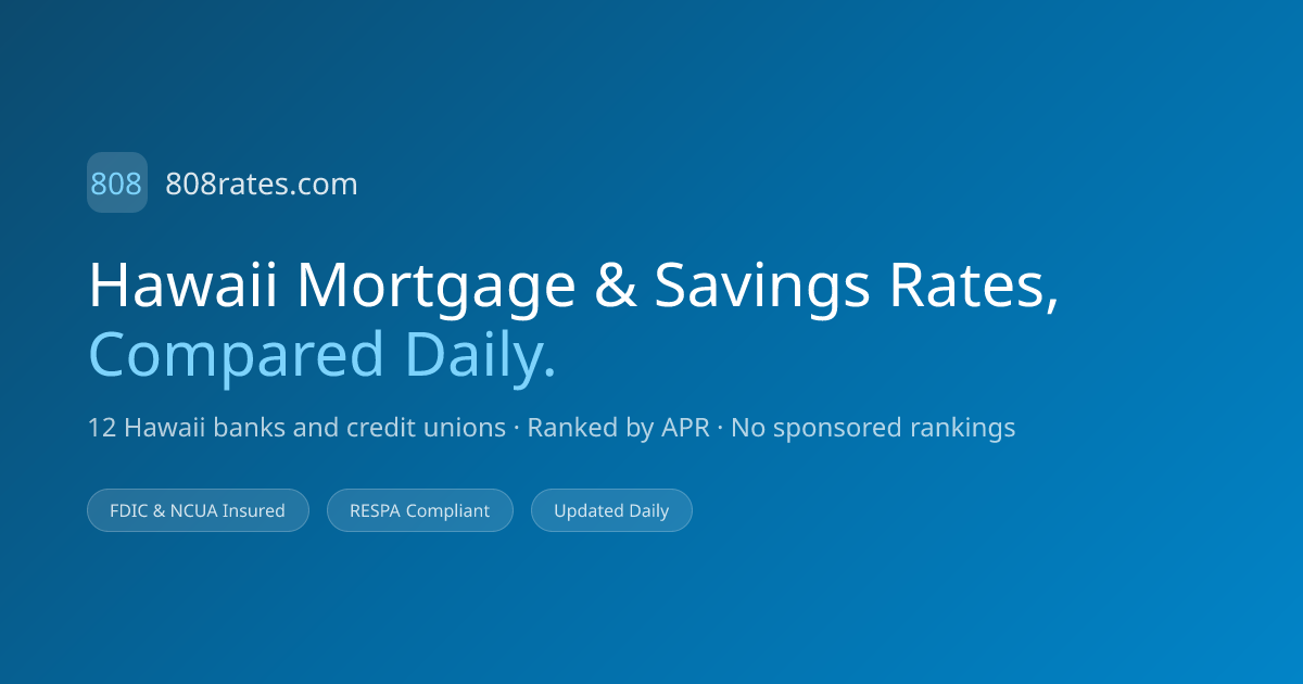 Hawaii Mortgage & Savings Rates — Compared Daily | 808rates